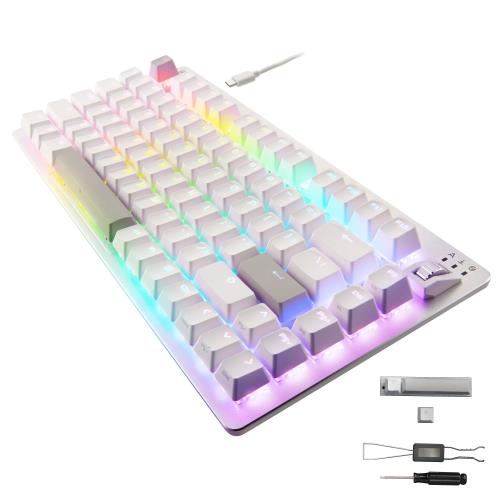 エレコム ゲーミングキーボード V custom VK720A ラピッドトリガー搭載 有線 着脱式 磁気式アナログ検知スイッチ搭載 75%サイズ US配列 ホワイト TK-VK720AWH-EN