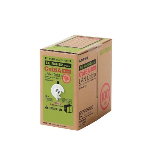 エレコム LANケーブル CAT6A EU RoHS指令準拠 コネクタ無し 単線 リレックス 100m ホワイト ECLD-GPALW100RS