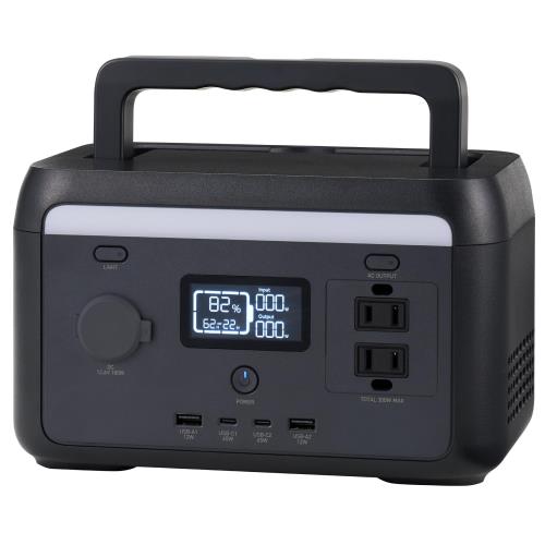 エレコム ポータブル電源 リン酸鉄 205Wh AC定格出力300W AC×2 USB-C×2 USB-A×2 シガーソケット ブラック DE-PS200PEBK