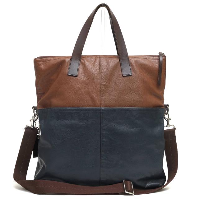 ○コーチ COACH スパイロレザー トートバッグ 70891 トンプソン レザー カラーブロック フォルドオーバー トート バイカラー 2WAY  中古