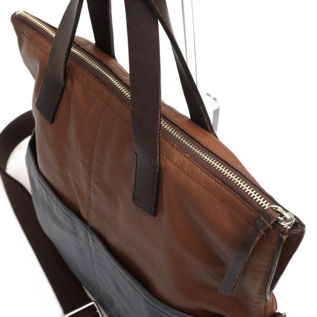 ○コーチ COACH スパイロレザー トートバッグ 70891 トンプソン レザー カラーブロック フォルドオーバー トート バイカラー 2WAY 中古_3