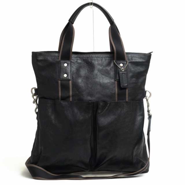 ○コーチ COACH カーフ トートバッグ F70558 Heritage Web Leather Foldover Tote ヘリテージ ウェブ レザー フォルド オーバー ト 中古