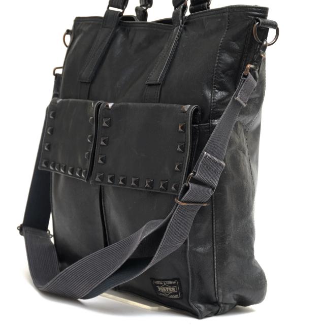 ポーター 吉田カバン Porter Zozotown 北米産ステア トートバッグ 2way ショルダーバッグ シボ革 シュリンクレザー スタッズ メ 中古の通販はau Pay マーケット ブランディング