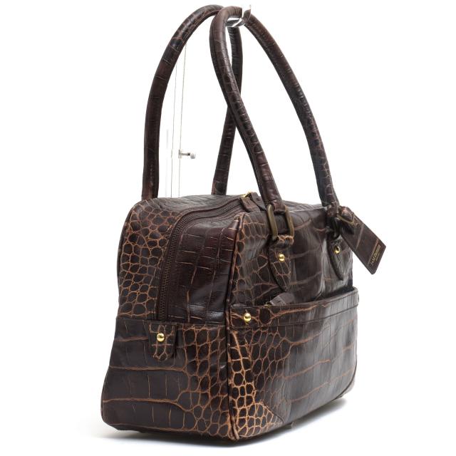 ○J＆Mデヴィッドソン J＆M DAVIDSON 牛革 カウレザー ハンドバッグ 973 7267 MINI MIA ミニボストン クロコ型押し 肩掛け ワンシ 中古_2