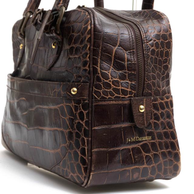 ○J＆Mデヴィッドソン J＆M DAVIDSON 牛革 カウレザー ハンドバッグ 973 7267 MINI MIA ミニボストン クロコ型押し 肩掛け ワンシ 中古_3