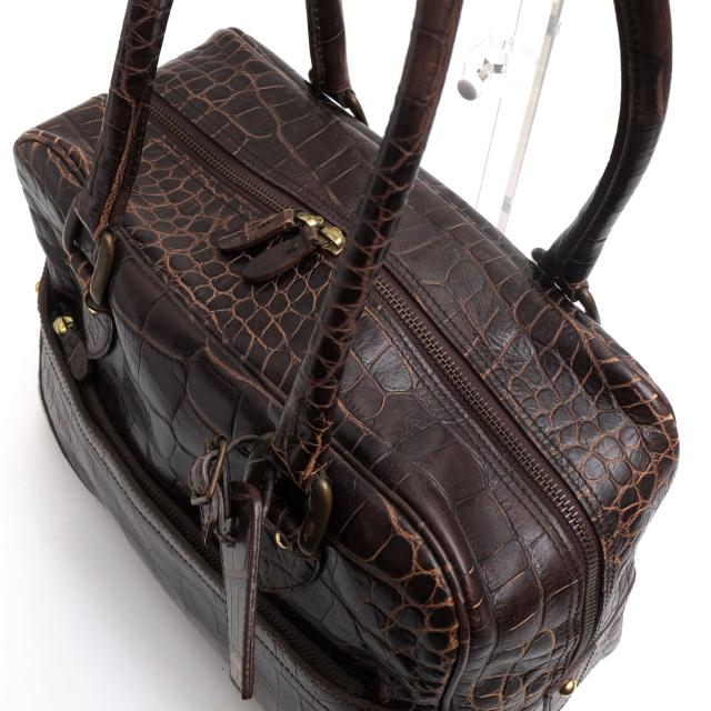 ○J＆Mデヴィッドソン J＆M DAVIDSON 牛革 カウレザー ハンドバッグ 973 7267 MINI MIA ミニボストン クロコ型押し 肩掛け ワンシ 中古_4