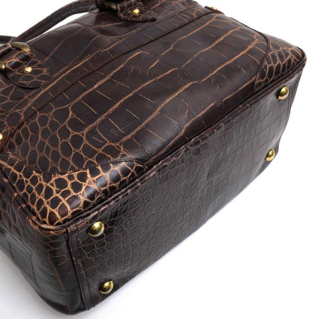 ○J＆Mデヴィッドソン J＆M DAVIDSON 牛革 カウレザー ハンドバッグ 973 7267 MINI MIA ミニボストン クロコ型押し 肩掛け ワンシ 中古_5
