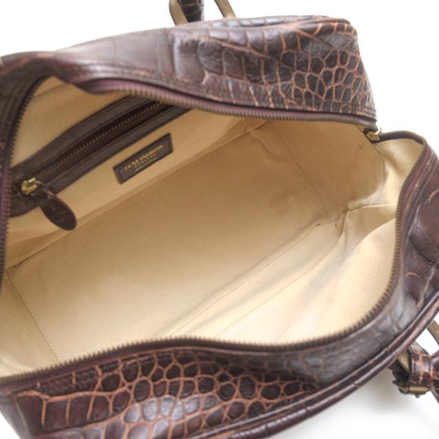 ○J＆Mデヴィッドソン J＆M DAVIDSON 牛革 カウレザー ハンドバッグ 973 7267 MINI MIA ミニボストン クロコ型押し 肩掛け ワンシ 中古_6