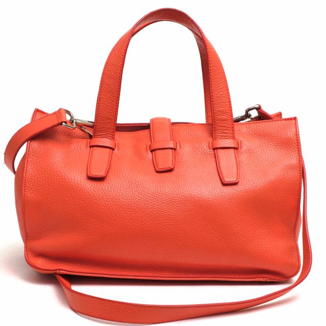 ○アルマーニ コレッツォーニ ARMANI COLLEZIONI 牛革 ハンドバッグ 2WAY ショルダーバッグ シボ革 シュリンクレザー レディース   中古