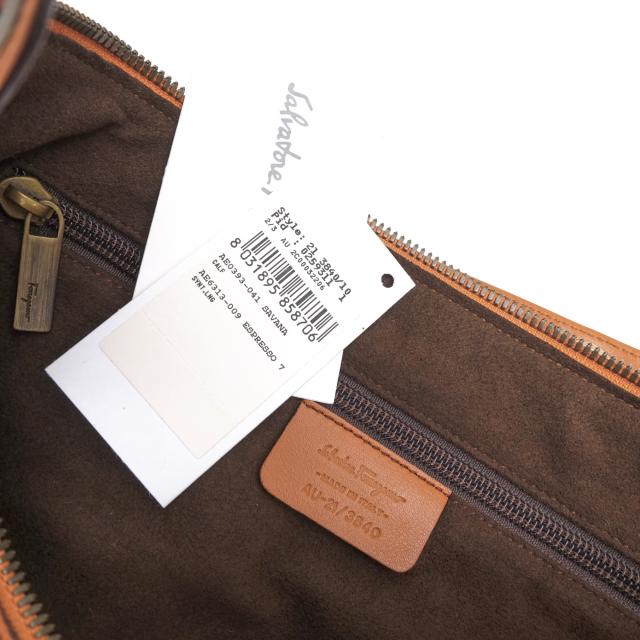 ○フェラガモ Salvatore Ferragamo 牛革 カーフ ハンドバッグ AU-21/3840 ガンチーニ 肩掛け ワンショルダーバッグ レディース 【  中古