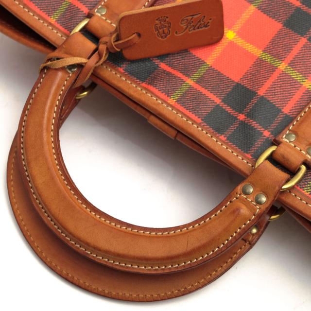 ○フェリージ Felisi スコティッシュキャンバス トートバッグ 12-44 タータンチェック柄 ユニセックス 男女兼用 メンズ 【中古】 中古_5
