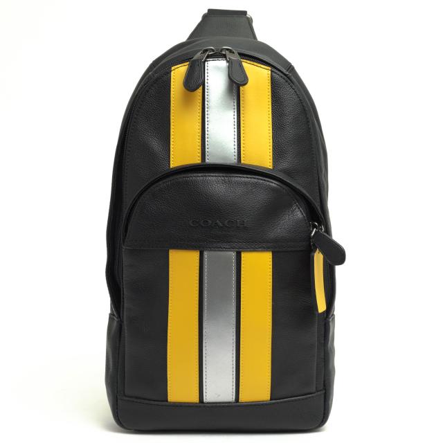 ○コーチ COACH ペブルドレザー 牛革 ショルダーバッグ F83270 Houston Pack With Varsity Stripe ヒューストン ヴァーシティ スト 中古