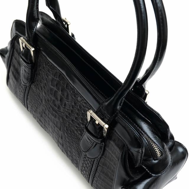 ○クリスタルレプティルズ Crystal Reptiles カイマンクロコダイル 牛革 パテントレザー ハンドバッグ 40S85A レディース 【中古】 中古 ○クリスタルレプティルズ Crystal Reptiles カイマンクロコダイル
