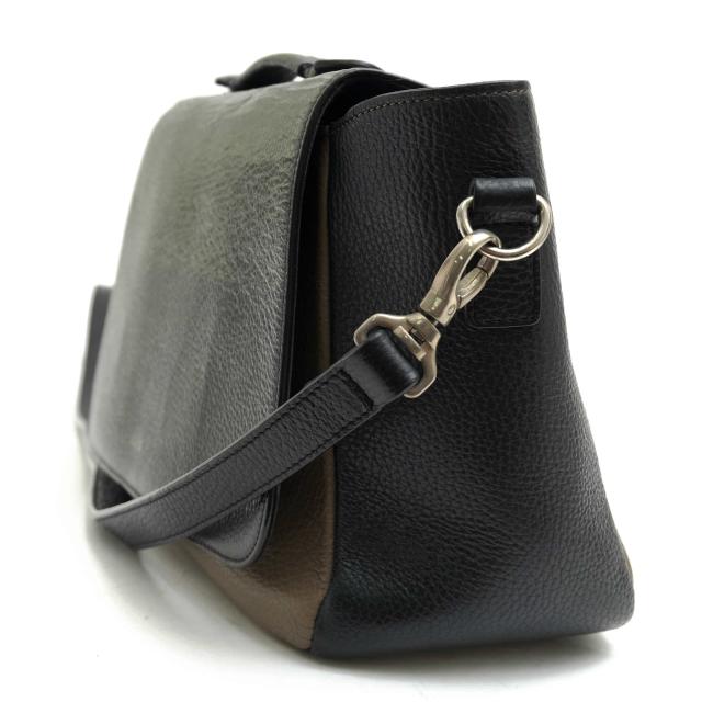 ○ベルメール BELLMER 牛革 カーフ ハンドバッグ ORNETA COW CALF WIDE SHOULDER 横長タイプ 2WAY ショルダーバッグ シボ革 シュリ 中古_3