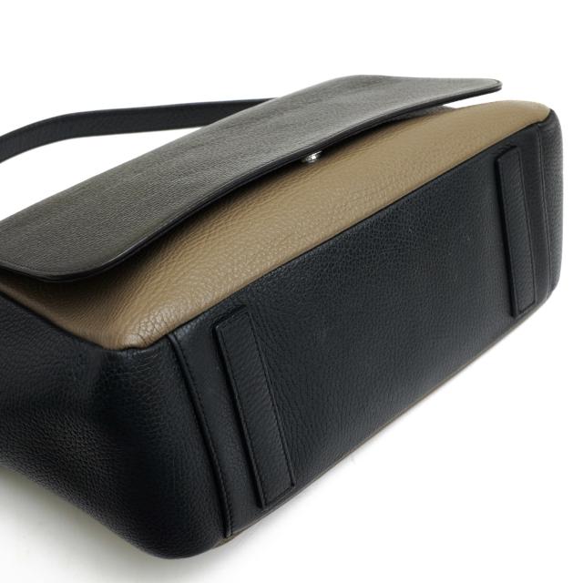○ベルメール BELLMER 牛革 カーフ ハンドバッグ ORNETA COW CALF WIDE SHOULDER 横長タイプ 2WAY ショルダーバッグ シボ革 シュリ 中古_5