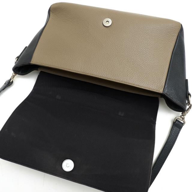 ○ベルメール BELLMER 牛革 カーフ ハンドバッグ ORNETA COW CALF WIDE SHOULDER 横長タイプ 2WAY ショルダーバッグ シボ革 シュリ 中古_7