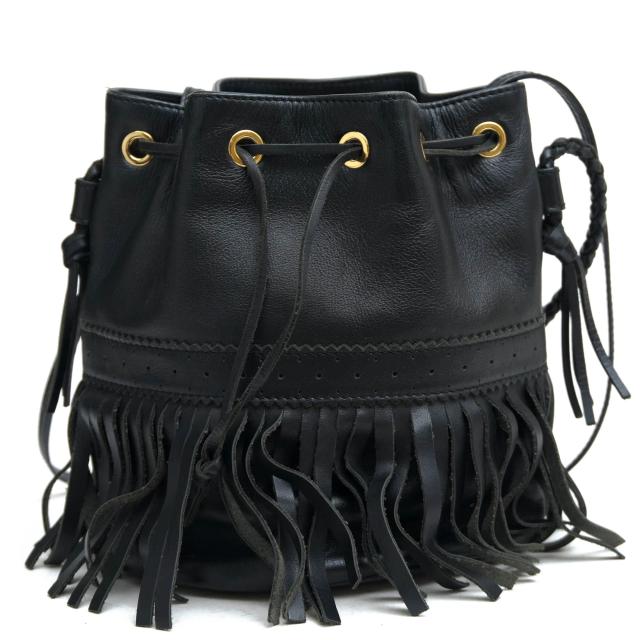 ○J＆Mデヴィッドソン J＆M DAVIDSON 牛革 ハンドバッグ カーニバル CARNIVAL M 巾着型 フリンジ 定番 2WAY ショルダーバッグ レデ 中古_2