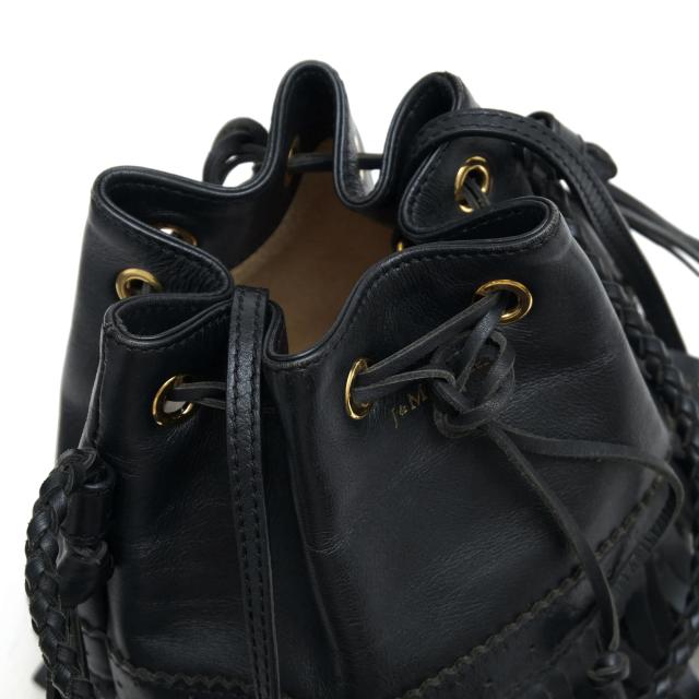 ○J＆Mデヴィッドソン J＆M DAVIDSON 牛革 ハンドバッグ カーニバル CARNIVAL M 巾着型 フリンジ 定番 2WAY ショルダーバッグ レデ 中古_4