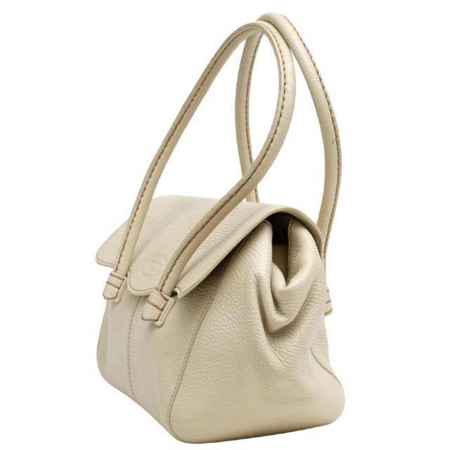 ○トッズ TOD'S カーフ 牛革 ハンドバッグ Corniche Wave East West Satchel フラップ式 シボ革 シュリンクレザー  肩掛け ワンショ 中古｜au PAY マーケット