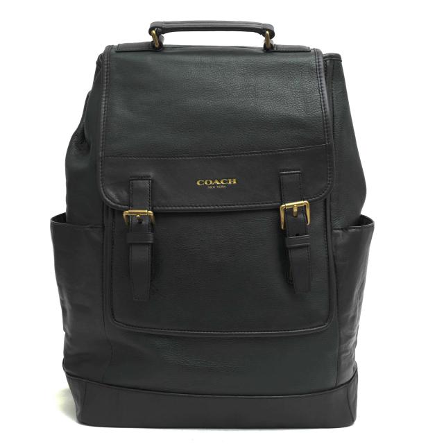 ○コーチ COACH カーフレザー 牛革 リュック F71334 ESSEX LEATHER BACKPACK エセックス バックパック タックロック式フラップ バ 中古