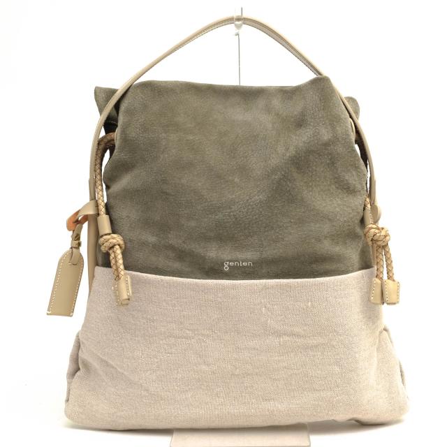 ○ゲンテン genten 豚革 牛革 ハンドバッグ 41975 BundleII バンドル2 巾着型 バイカラー レディース 【中古】 中古_1