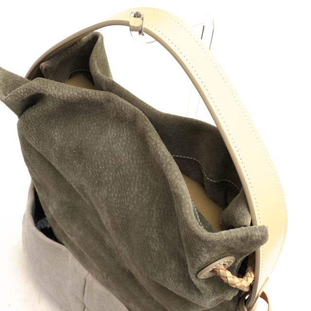 ○ゲンテン genten 豚革 牛革 ハンドバッグ 41975 BundleII バンドル2 巾着型 バイカラー レディース 【中古】 中古_4