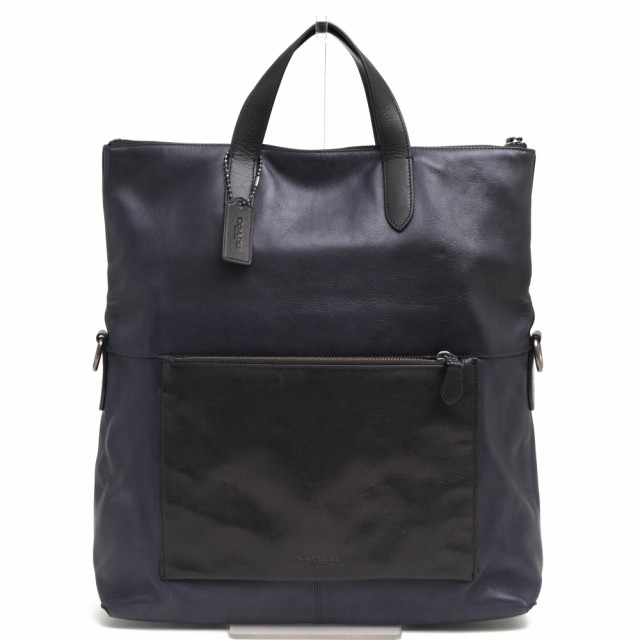 ○コーチ COACH スポーツカーフ 牛革 トートバッグ 72141 Manhattan foldover tote マンハッタン フォルドオーバー トート メンズ 中古