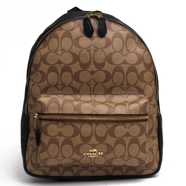○コーチ COACH リュック F32200 SIGNATURE BACKPA ミディアム チャーリー グネチャー ミディアム バックパック シグネチャー柄 ユ 中古の通販は