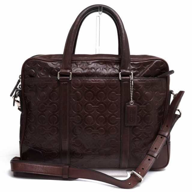 ○コーチ COACH 牛革 ビジネスバッグ F71045 Bleecker Slim Brief In Op Art Embossed Leather ブリーカー スリムブリーフ オプア 中古