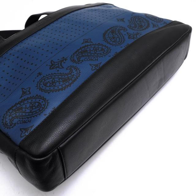 ○コーチ COACH ブルー 青 Indigo black Bandana 牛革 ビジネスバッグ