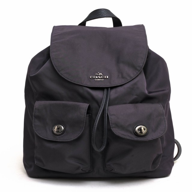 ○コーチ COACH 一部牛革 リュック F58814 Billie Backpack in Charlie Nylon 巾着型 レディース 【中古】 中古