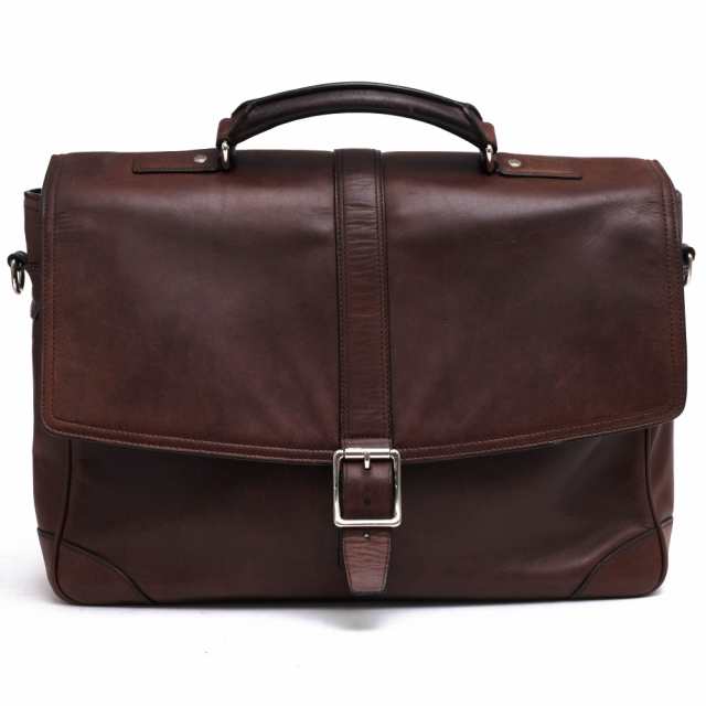 ○コーチ COACH ナチュラルグラブタンカウハイドレザー 牛革 ビジネスバッグ 70304 Transatlantic Flap Business Brief トランスア 中古