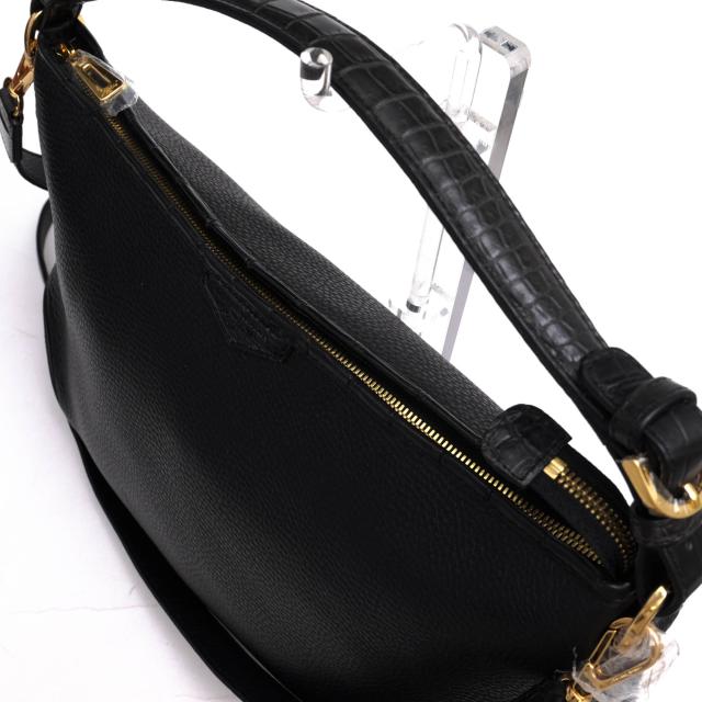 ○レザージュエルズ LEATHER JEWELS 牛革 クロコダイル ハンドバッグ 71031A 2WAY ショルダーバッグ シボ革 シュリンクレザー レデ 中古_4