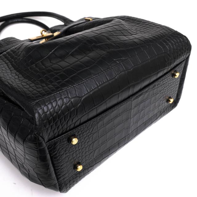 ○レザージュエルズ LEATHER JEWELS ココリュクス COCOLUX メルディアナ 牛革 ハンドバッグ 17P82A クロコ型押し レディース 【中 中古_5