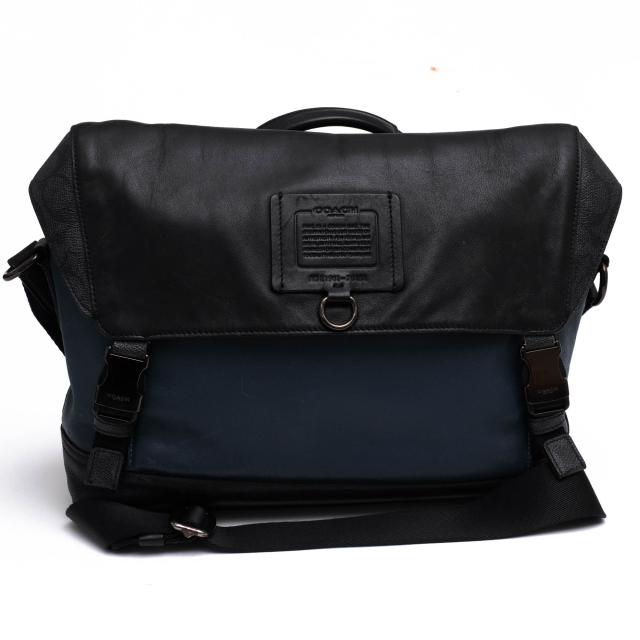 ○コーチ COACH スムースカーフ 牛革 ショルダーバッグ 76151 Rivington bike bag with signature canvas リビングトン バイク バ  中古