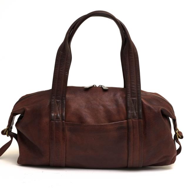 ○ゲンテン genten dan ダン 山羊革 ゴートヌメ ボストンバッグ 100174 goat nume ゴートヌメ シボ革 シュリンクレザー 肩掛け ワ  中古