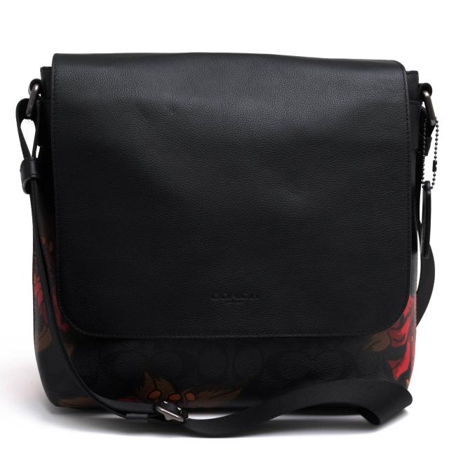 ○コーチ COACH シグニチャー 牛革 ショルダーバッグ F24717 Charles Messenger In Signature Canvas With Hawaiian Lily Print チ 中古