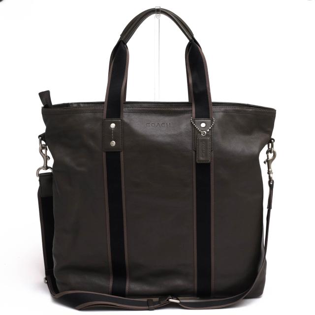 ○コーチ COACH カーフ 牛革 トートバッグ F70560 Heritage Web Leather Utility Tote ヘリテージ ウェブレザー ユーティリティト  中古