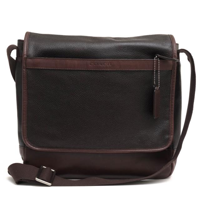○コーチ COACH ペブルドレザー 牛革 ショルダーバッグ F71346 Camden Leather Map Bag カムデン マップバッグ フラップ式 メッセ  中古