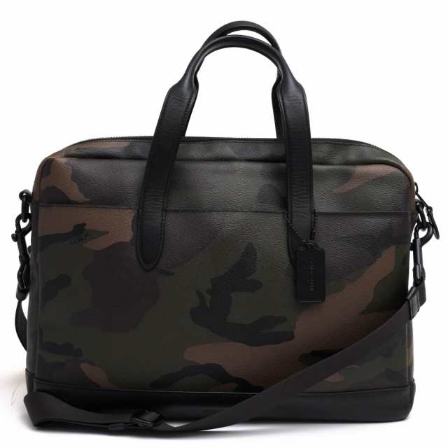 ○コーチ COACH コーティングキャンバス カーフ 牛革 ビジネスバッグ F25267 Hamilton Bag With Camo Print ハミルトン 迷彩・カモ 中古の通販は