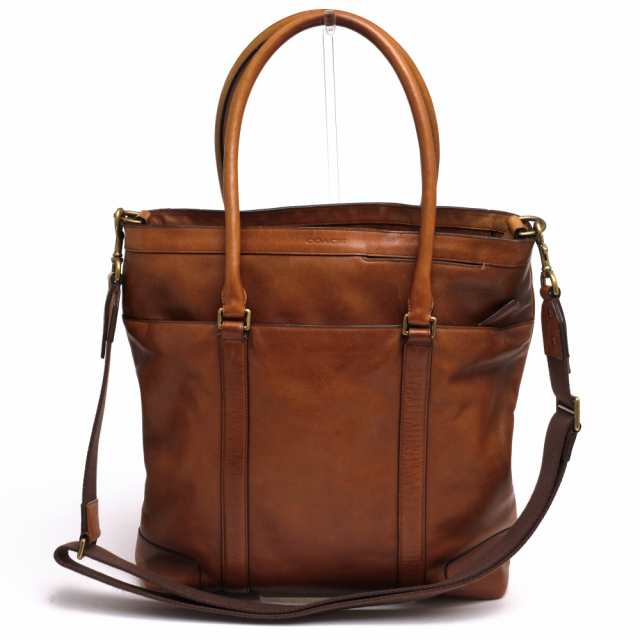 ○コーチ COACH 牛革 カーフ トートバッグ 70857 Bleecker leather tote ブリーカー 2WAY ショルダーバッグ メンズ 【中古】 中古