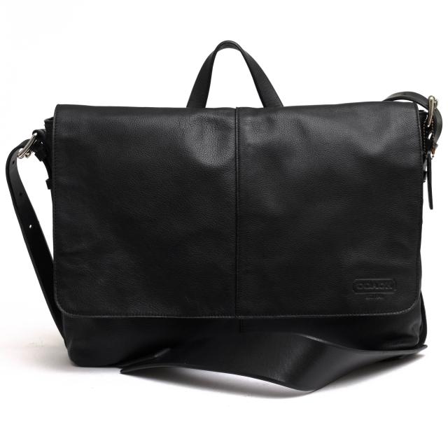 ○コーチ COACH ペブルドレザー 牛革 ショルダーバッグ 70313 トンプソン レザー スリム メッセンジャー フラップ式 メッセンジャ  中古