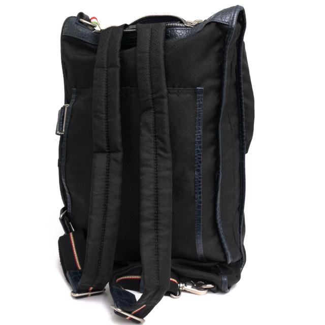 ○オロビアンコ orobianco 伊リモンタ社ナイロン 牛革 ビジネスバッグ ABBATE 3WAY リュック ショルダーバッグ クロコ型押し メン 中古 ビジネスバッグ