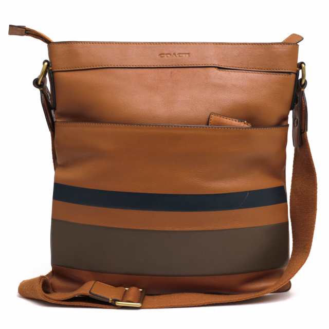 ○コーチ COACH 牛革 ショルダーバッグ 70883 stripe patchwork Cross Body Messenger Bag クロスボディ ボディバッグ メンズ 【中 中古