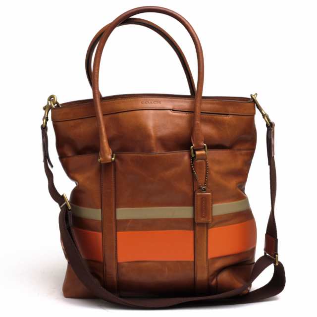 ○コーチ COACH 牛革 トートバッグ 70856 Bleecker Debossed Painted Stripe Tote ブリーカー デボスド ストライプ トート 2WAY シ 中古