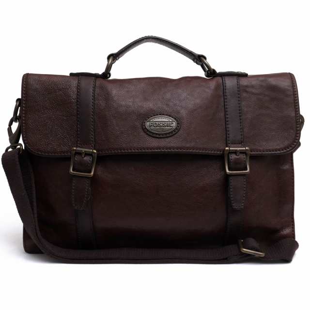 ○フォッシル FOSSIL 牛革 ビジネスバッグ ESTATE EW CITY BAG メッセンジャーバッグ 2WAY ショルダーバッグ シボ革 シュリンクレ 中古