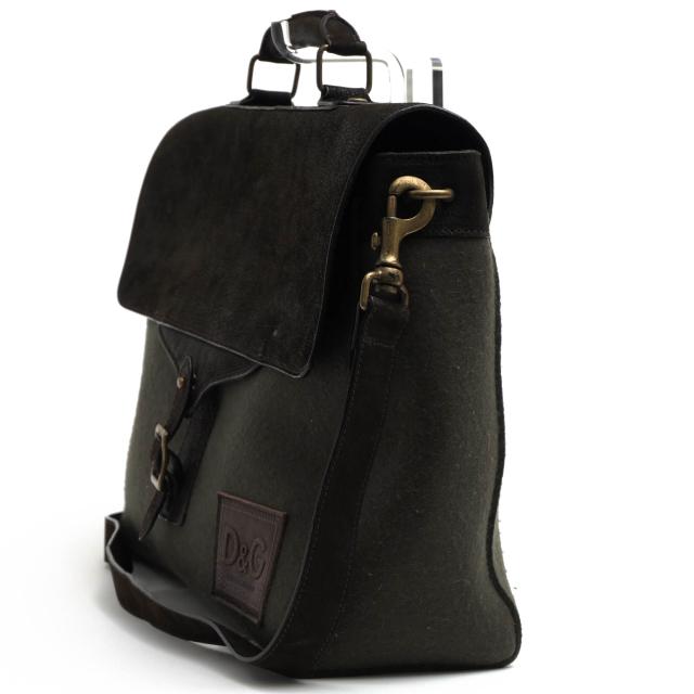 ○ドルガバ DOLCE＆GABBANA D&G ディーアンドジー 一部牛革 ビジネスバッグ 裏地チェック 2WAY ショルダーバッグ メンズ 【中古】 中古_3