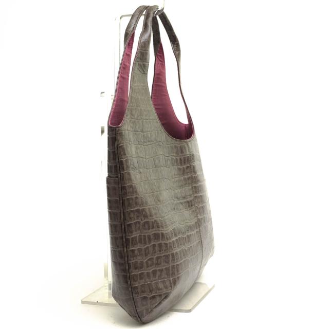 ○濱野 ハマノ HAMANO 牛革 トートバッグ A4サイズ収納可 肩掛け ワンショルダーバッグ クロコ型押し レディース 【中古】 中古の通販は