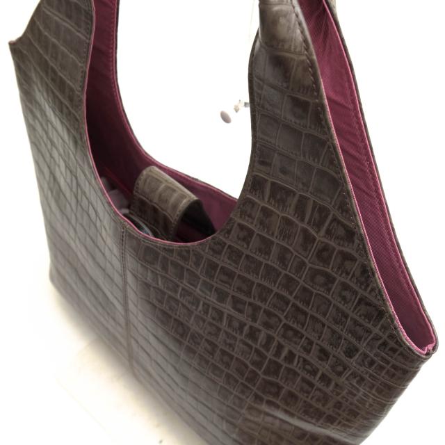 ○濱野 ハマノ HAMANO 牛革 トートバッグ A4サイズ収納可 肩掛け ワンショルダーバッグ クロコ型押し レディース 【中古】 中古の通販は