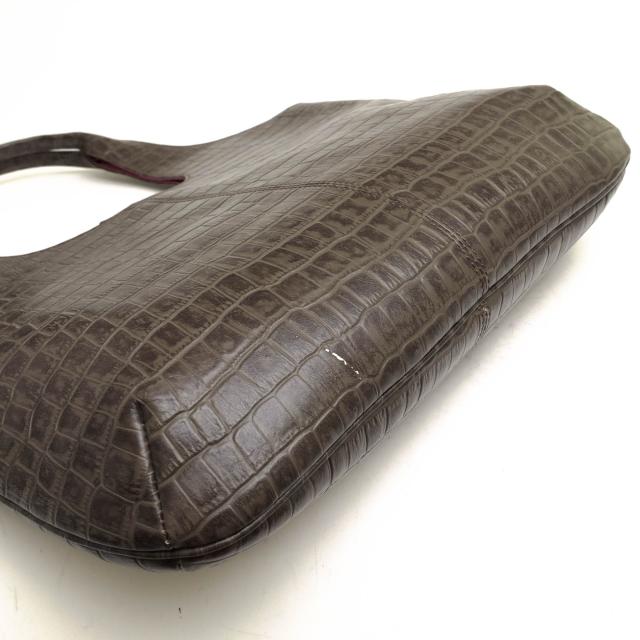 ○濱野 ハマノ HAMANO 牛革 トートバッグ A4サイズ収納可 肩掛け ワンショルダーバッグ クロコ型押し レディース 【中古】 中古の通販は